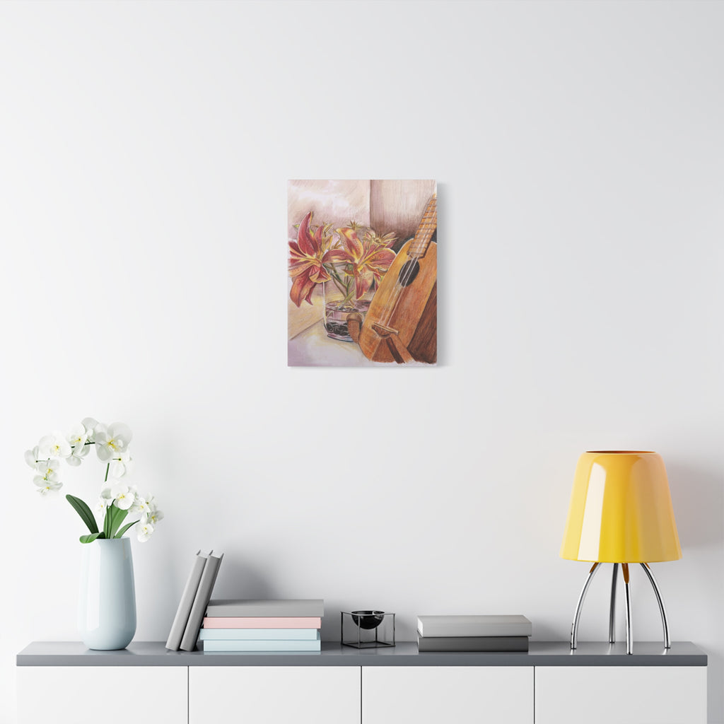 Ukulele and Lilies - Canvas Fine Art Print