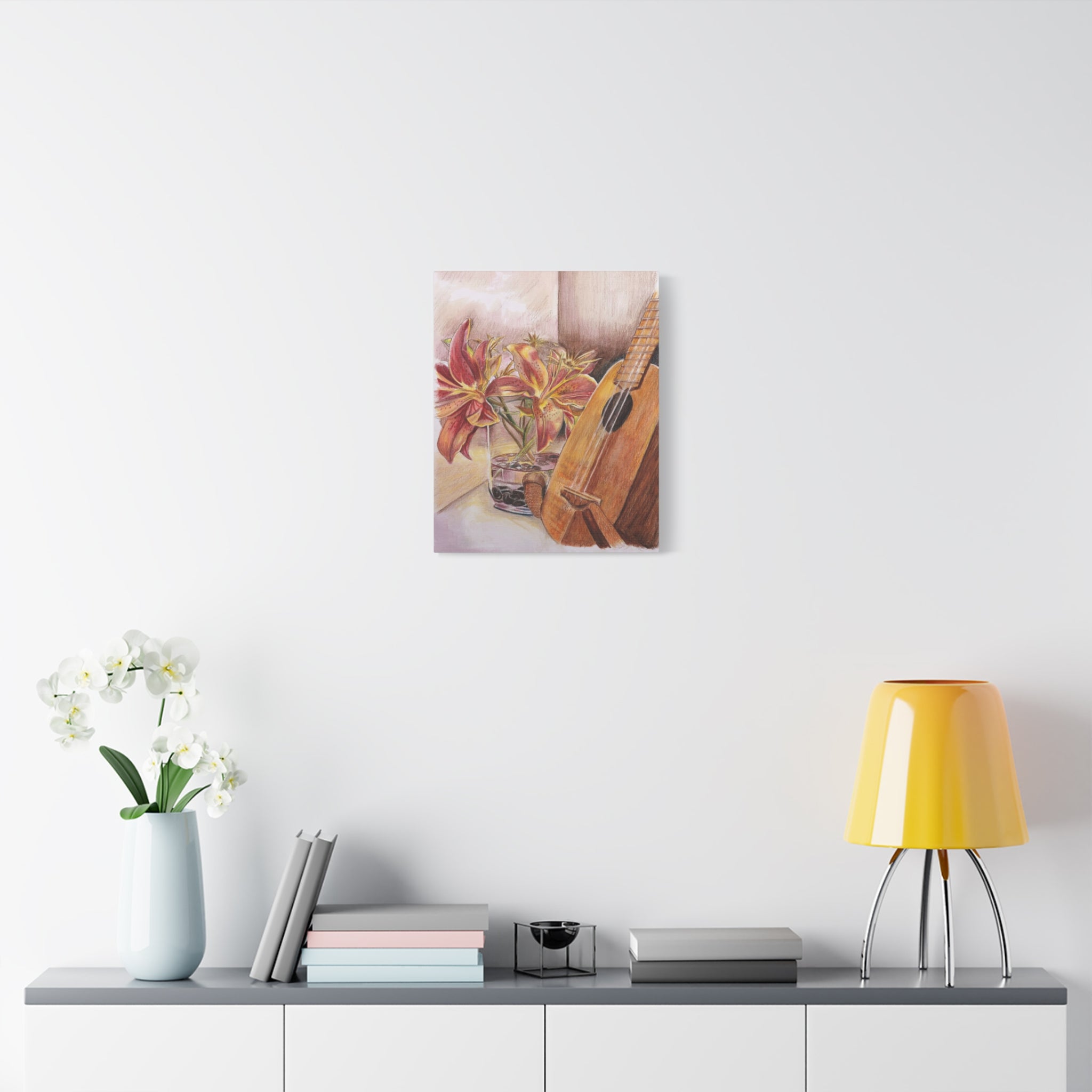 Ukulele and Lilies - Canvas Fine Art Print