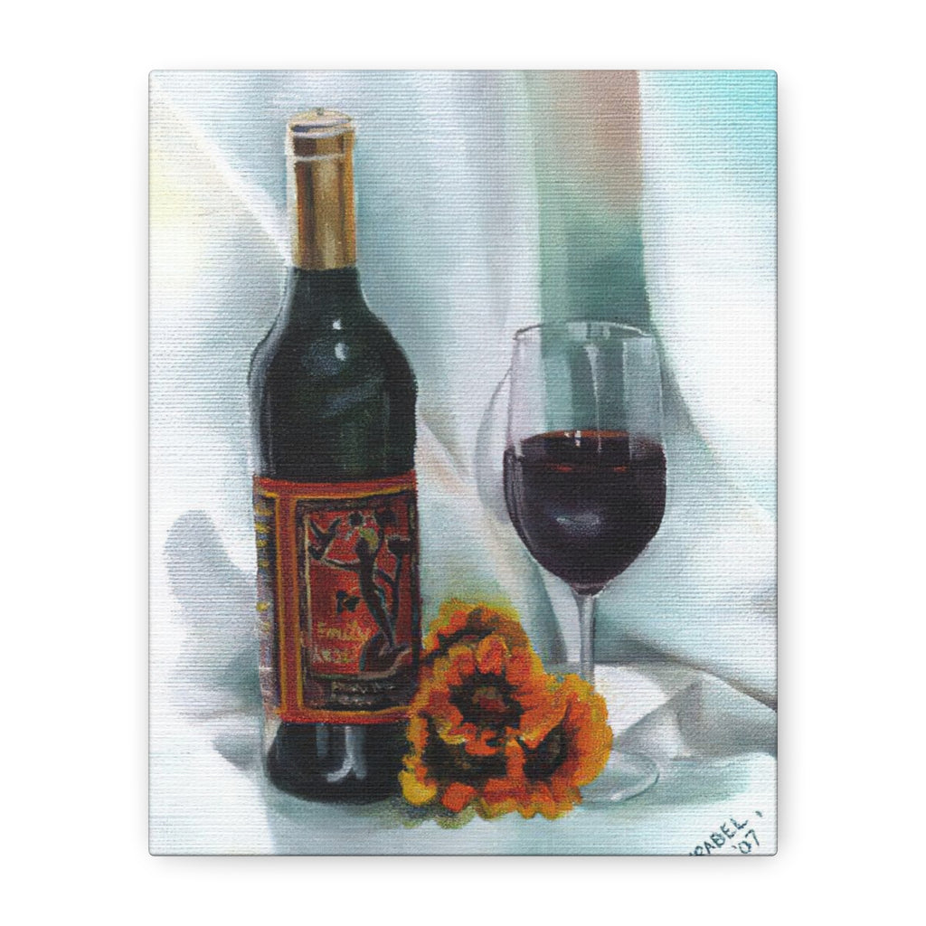 Bottle and Glass Still Life - Canvas Fine Art Print