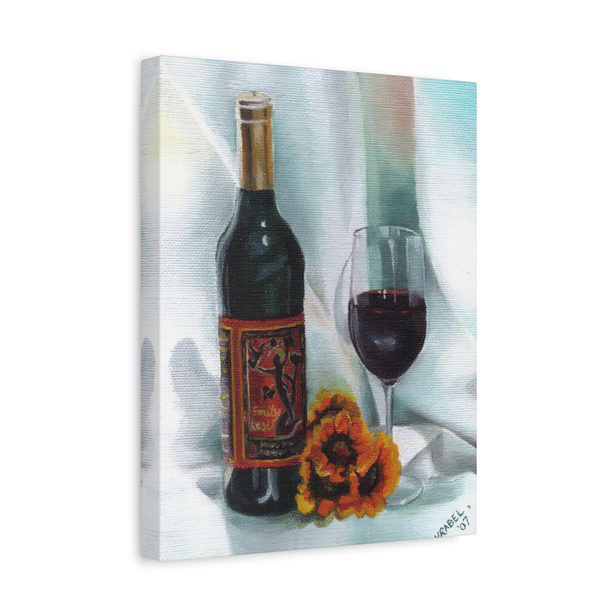 Bottle and Glass Still Life - Canvas Fine Art Print