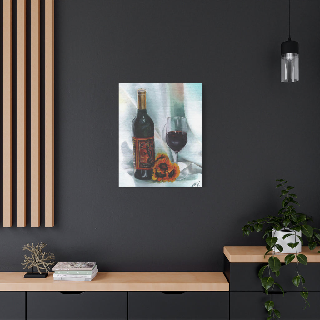 Bottle and Glass Still Life - Canvas Fine Art Print
