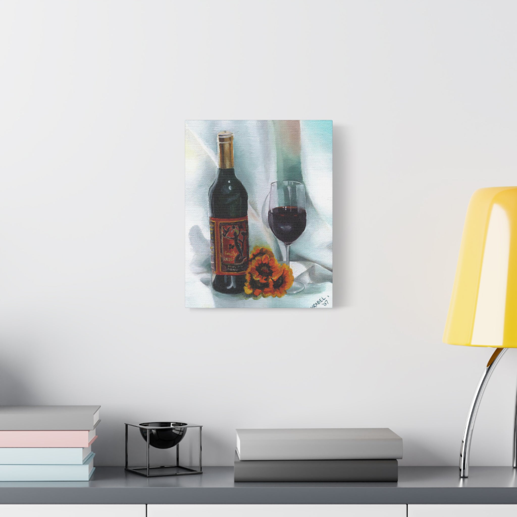 Bottle and Glass Still Life - Canvas Fine Art Print