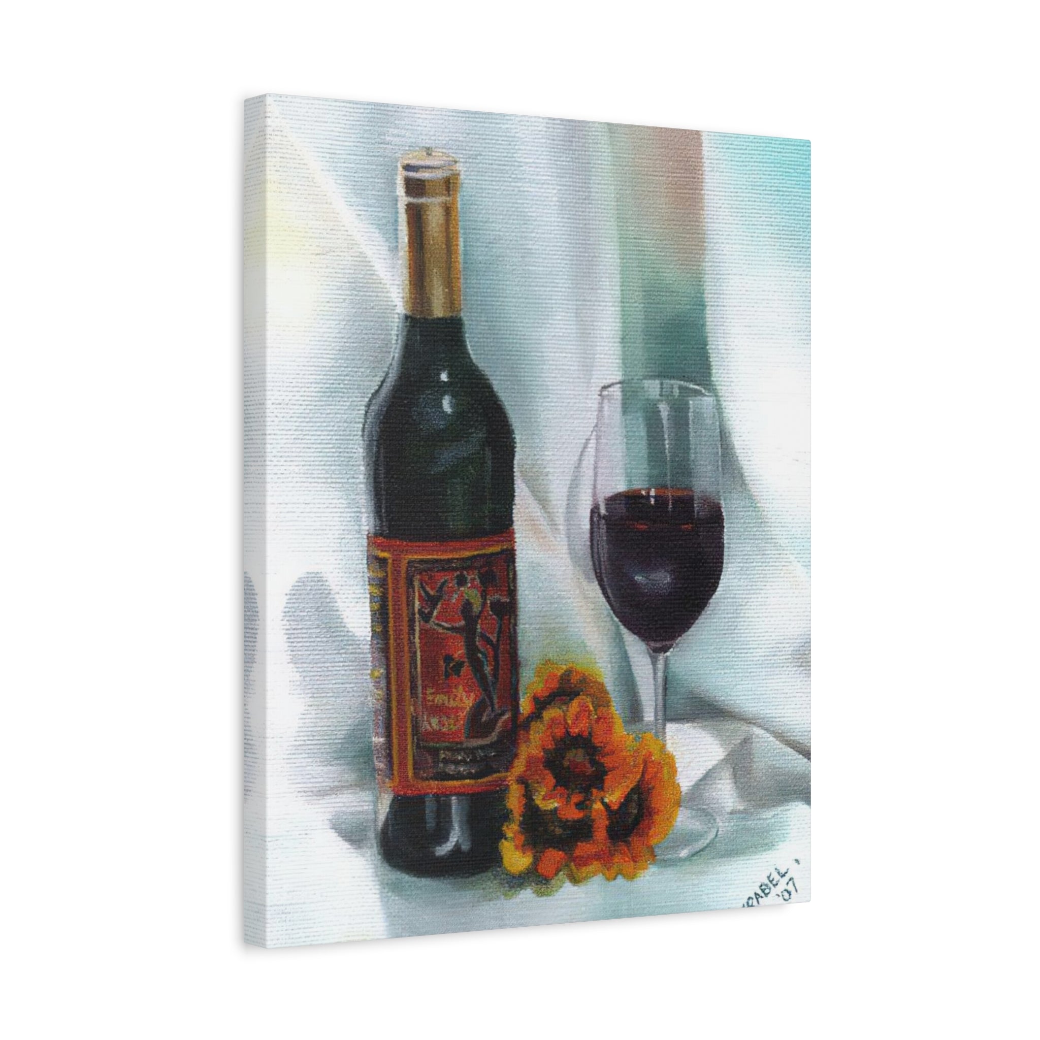 Bottle and Glass Still Life - Canvas Fine Art Print