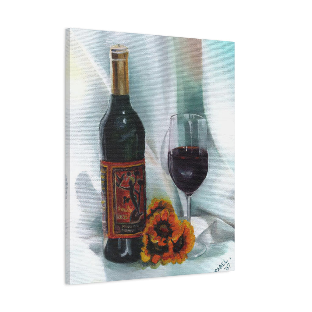 Bottle and Glass Still Life - Canvas Fine Art Print