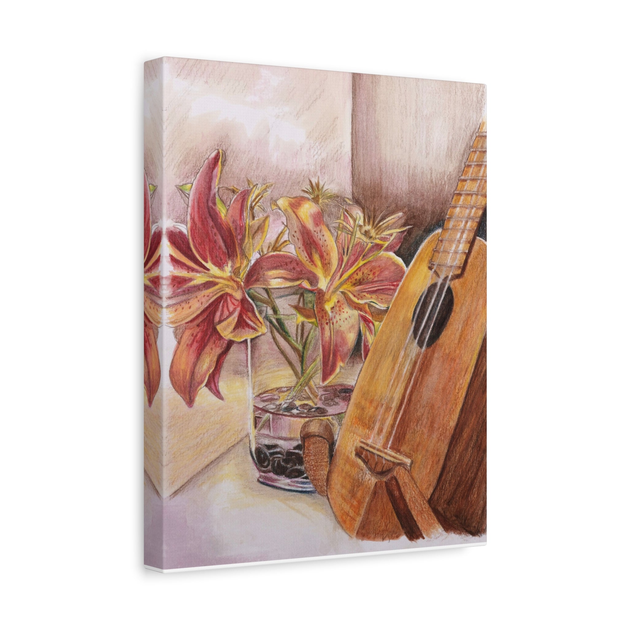 Ukulele and Lilies - Canvas Fine Art Print