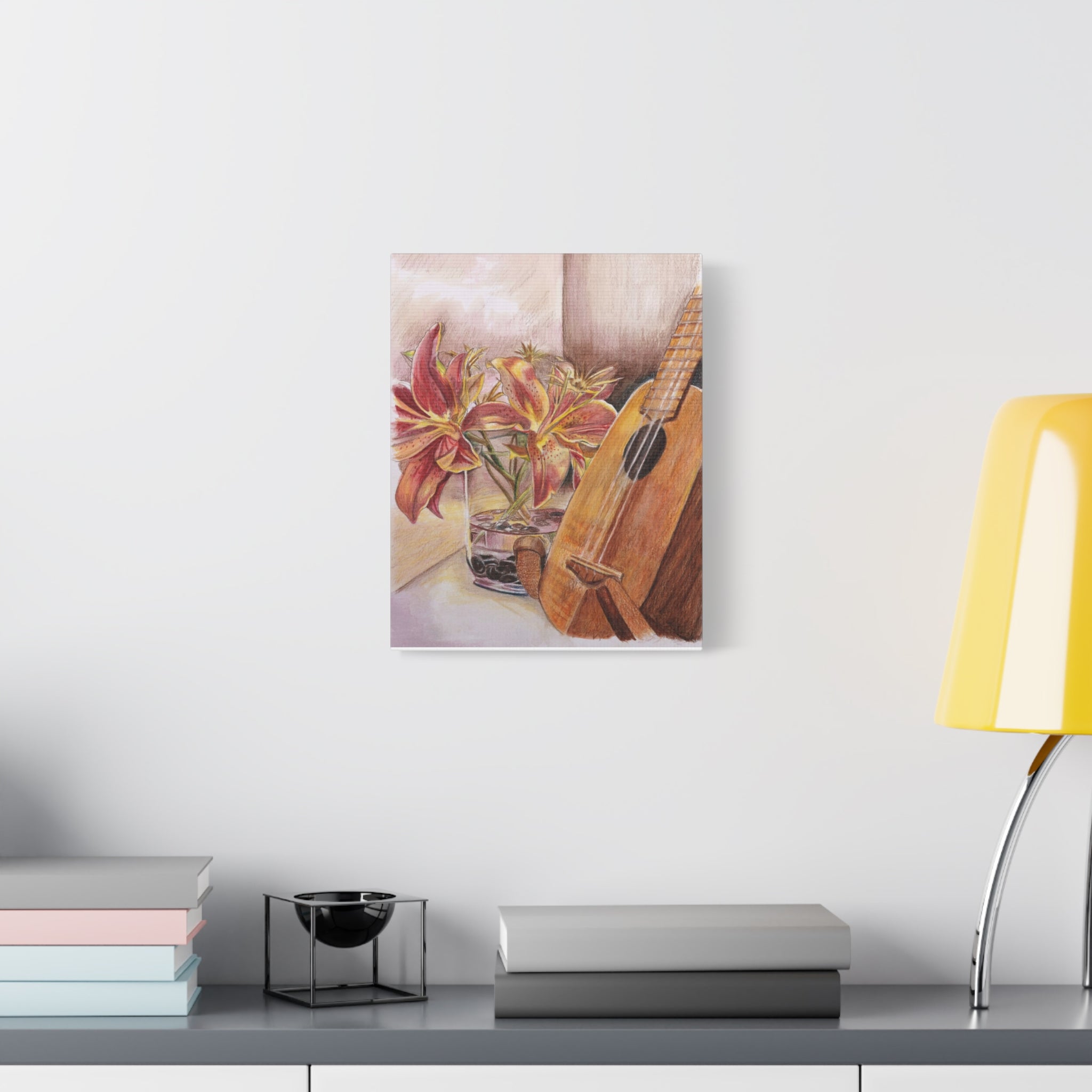 Ukulele and Lilies - Canvas Fine Art Print