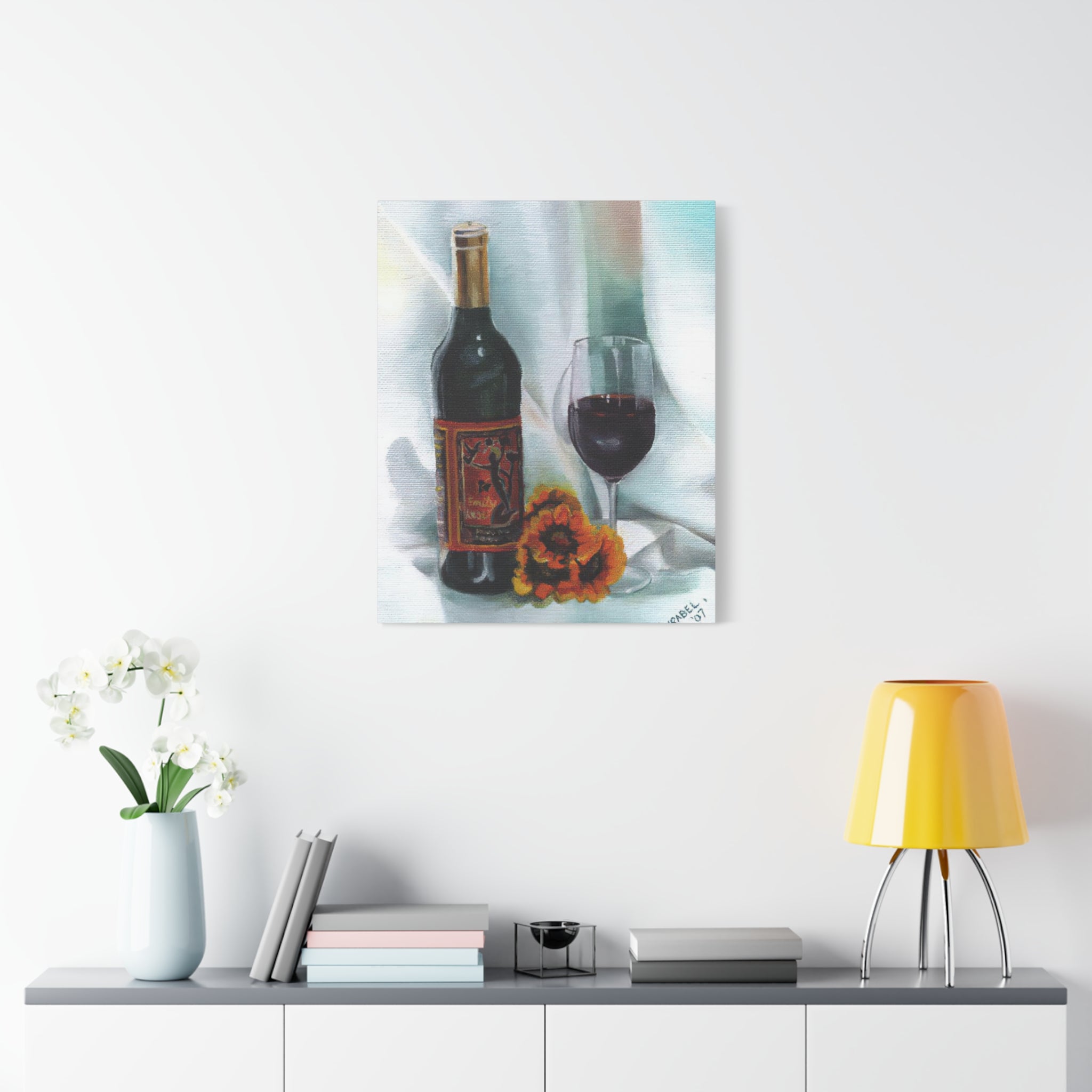 Bottle and Glass Still Life - Canvas Fine Art Print