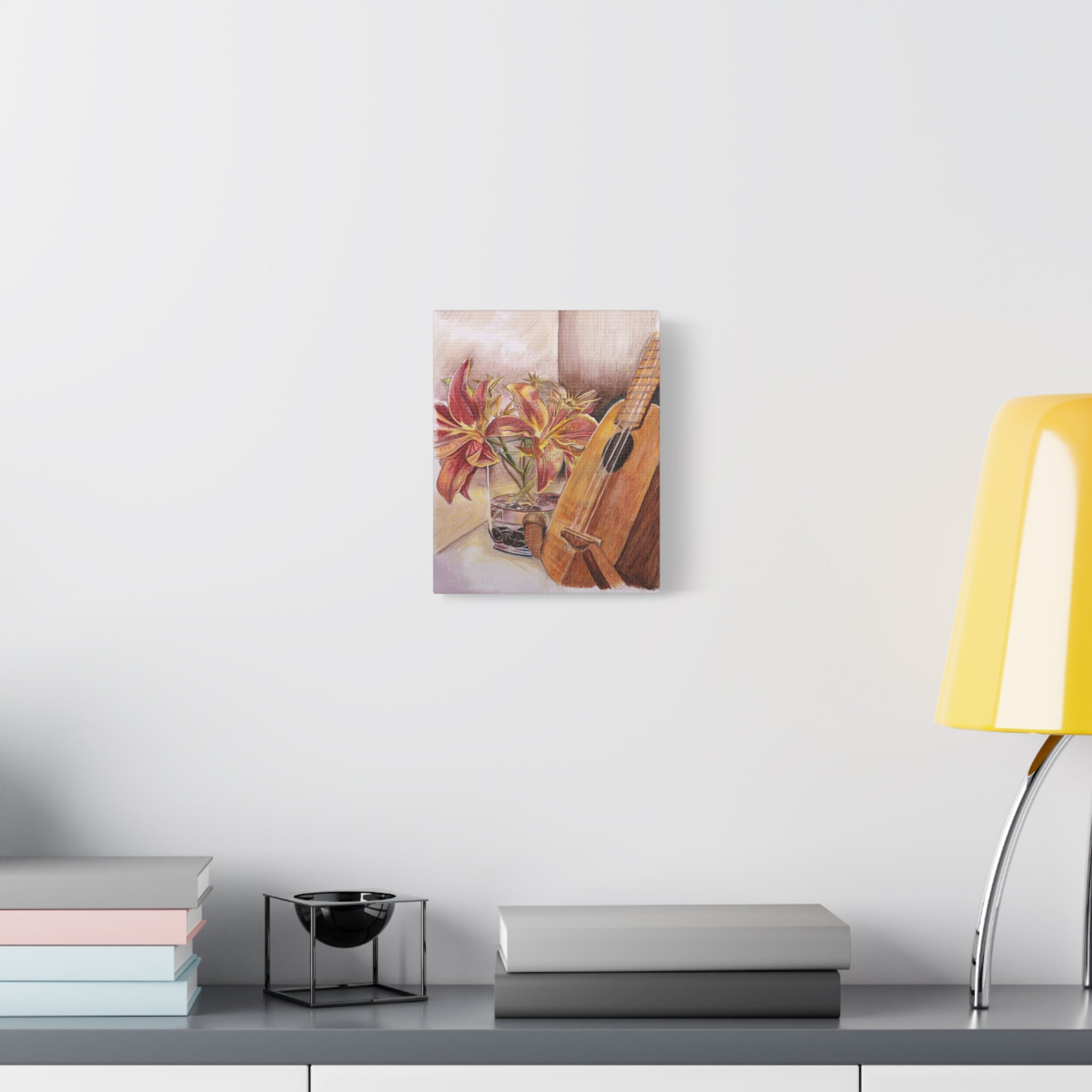 Ukulele and Lilies - Canvas Fine Art Print