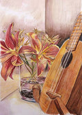 Ukulele and Lilies - Lustre Photo