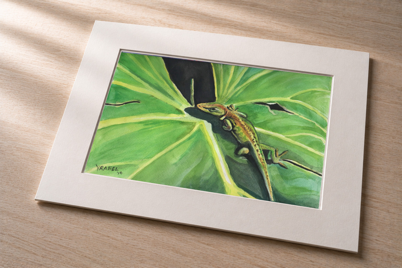 Green Gecko – Matted Fine Art Print