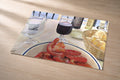 Lunch in France – metal fine art print of a French table with tomatoes, wine, and bread by Patti Vrabel