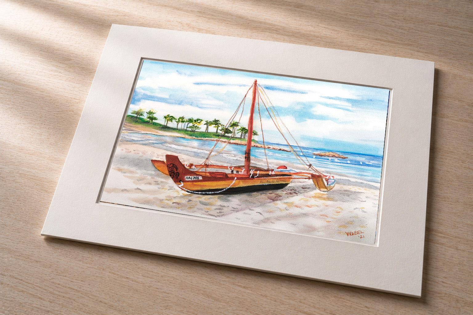 Outrigger on the Beach – Matted Fine Art Print