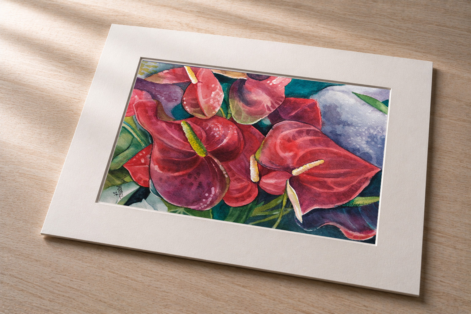 Red Anthurium – Matted Fine Art Print