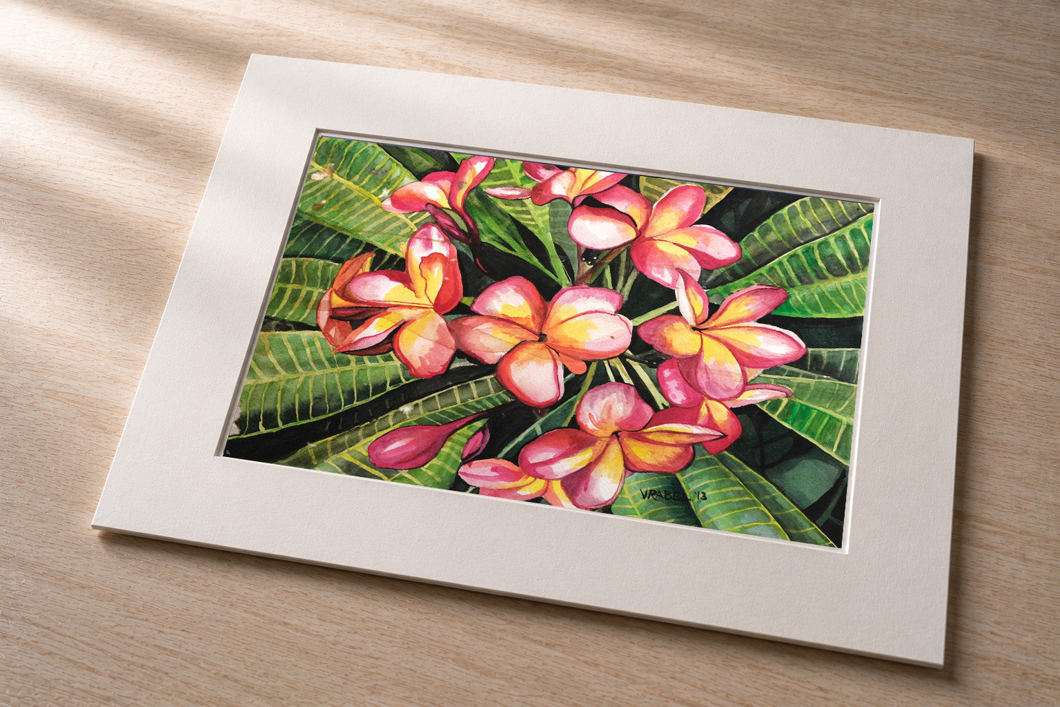 Red and Yellow Plumeria – Matted Fine Art Print