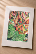 Heliconia and Green Anthurium – Matted Fine Art Print