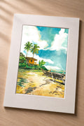 Hut and Outrigger – Matted Fine Art Print