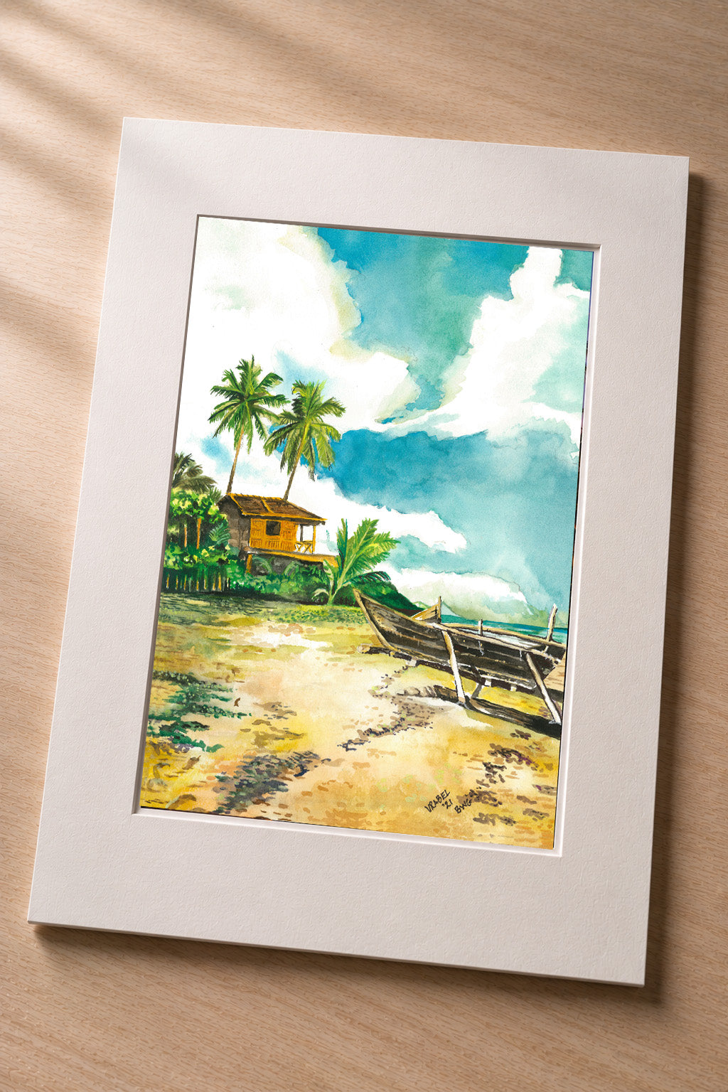 Hut and Outrigger – Matted Fine Art Print