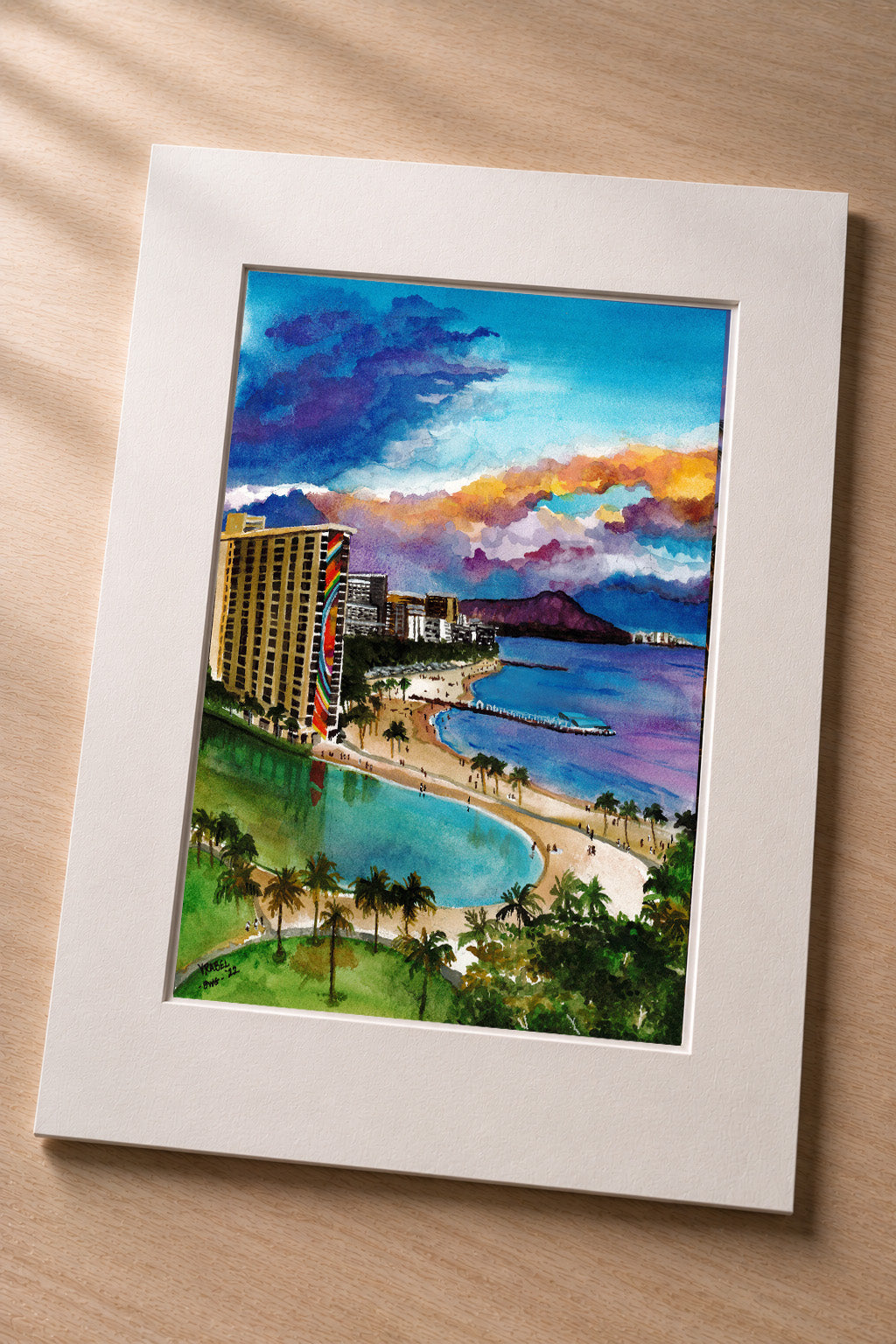 Waikiki Rainbow Hilton View – Matted Fine Art Print