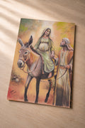 Sacred Journey – metal fine art print of Mary riding a donkey with Joseph by Patti Vrabel